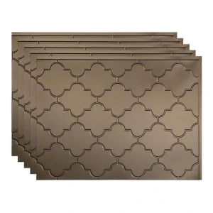 Fasade Monaco 18″ x 24″ Argent Bronze Vinyl Backsplash Tile – 5 Pack