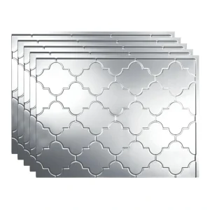 Fasade Monaco 18″ x 24″ Brushed Aluminum Vinyl Backsplash Tile – 5 Pack