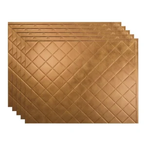 Fasade Quilted 18″ x 24″ Antique Bronze Vinyl Backsplash Tile – 5 Pack