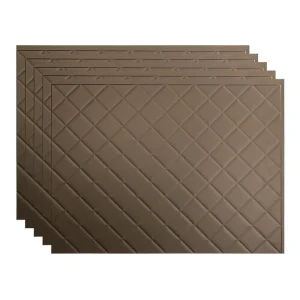 Fasade Quilted 18″ x 24″ Argent Bronze Vinyl Backsplash Tile – 5 Pack
