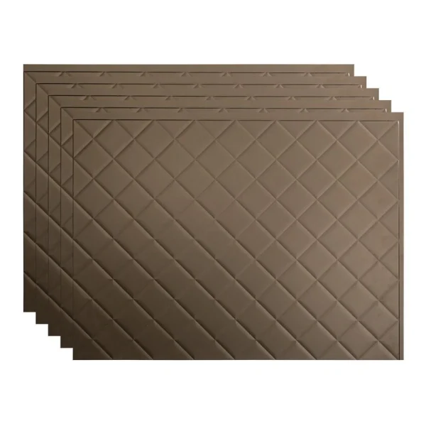 Fasade Quilted 18″ x 24″ Argent Bronze Vinyl Backsplash Tile – 5 Pack