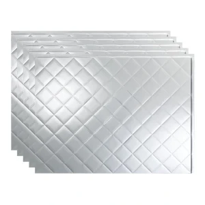 Fasade Quilted 18″ x 24″ Brushed Aluminum Vinyl Backsplash Tile – 5 Pack