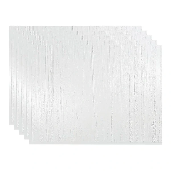 Fasade Rain 18″ x 24″ Gloss White Vinyl Backsplash Tile – 5 Pack