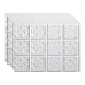 Fasade Rain 18″ x 24″ Matte White Vinyl Backsplash Tile – 5 Pack