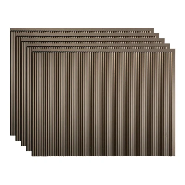 Fasade Rib 18″ x 24″ Argent Bronze Vinyl Backsplash Tile – 5 Pack