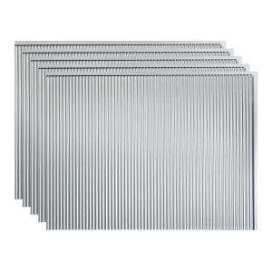 Fasade Rib 18″ x 24″ Brushed Aluminum Vinyl Backsplash Tile – 5 Pack