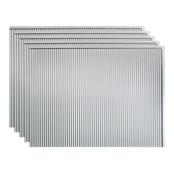 Fasade Rib 18″ x 24″ Brushed Aluminum Vinyl Backsplash Tile – 5 Pack