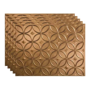 Fasade Rings 18″ x 24″ Antique Bronze Vinyl Backsplash Tile – 5 Pack