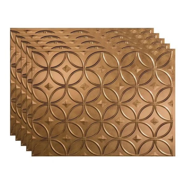 Fasade Rings 18″ x 24″ Antique Bronze Vinyl Backsplash Tile – 5 Pack