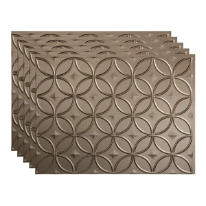 Fasade Rings 18″ x 24″ Argent Bronze Vinyl Backsplash Tile – 5 Pack
