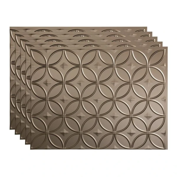 Fasade Rings 18″ x 24″ Argent Bronze Vinyl Backsplash Tile – 5 Pack