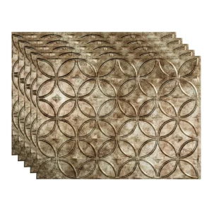 Fasade Rings 18″ x 24″ Bermuda Bronze Vinyl Backsplash Tile – 5 Pack