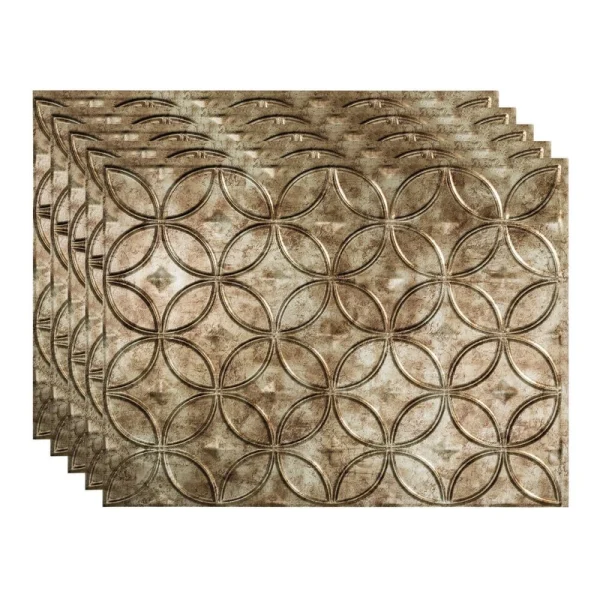 Fasade Rings 18″ x 24″ Bermuda Bronze Vinyl Backsplash Tile – 5 Pack