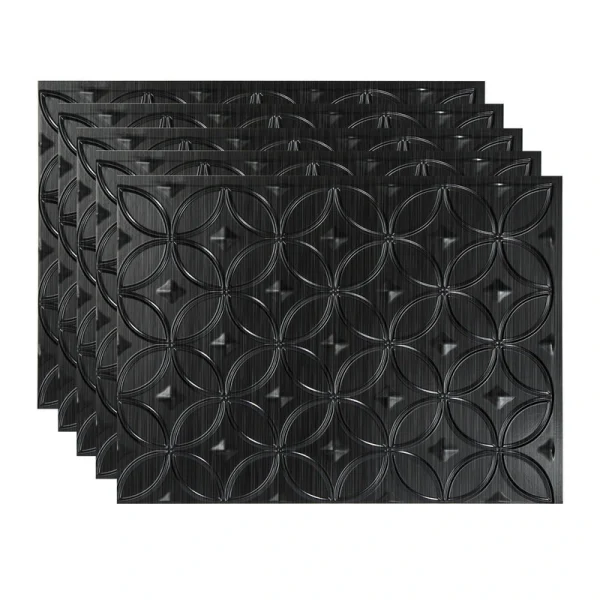 Fasade Rings 18″ x 24″ Brushed Onyx Vinyl Backsplash Tile – 5 Pack