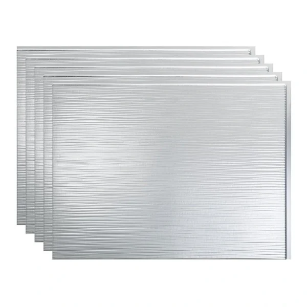 Fasade Ripple 18″ x 24″ Brushed Aluminum Vinyl Backsplash Tile – 5 Pack