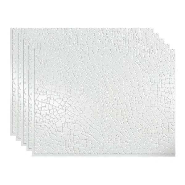 Fasade Safari 18″ x 24″ Gloss White Vinyl Backsplash Tile – 5 Pack
