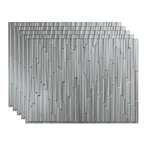 Fasade Skyline 18″ x 24″ Brushed Steel Vinyl Backsplash Tile – 5 Pack