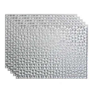 Fasade Terrain 18″ x 24″ Brushed Aluminum Vinyl Backsplash Tile – 5 Pack