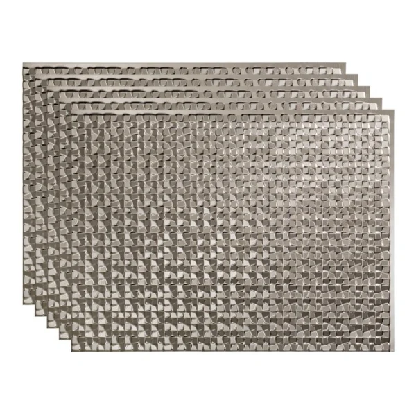 Fasade Terrain 18″ x 24″ Brushed Nickel Vinyl Backsplash Tile – 5 Pack