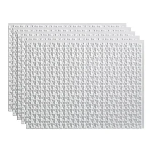 Fasade Terrain 18″ x 24″ Gloss White Vinyl Backsplash Tile – 5 Pack