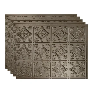 Fasade Traditional 1 18″ x 24″ Argent Bronze Vinyl Backsplash Tile – 5 Pack