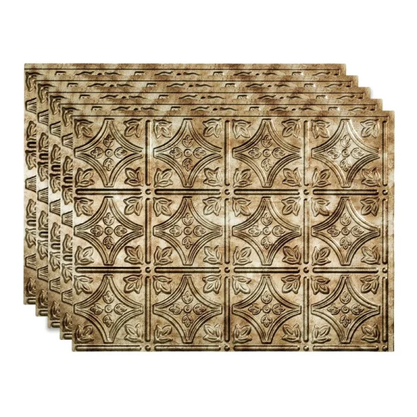 Fasade Traditional 1 18″ x 24″ Bermuda Bronze Vinyl Backsplash Tile – 5 Pack