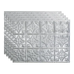 Fasade Traditional 1 18″ x 24″ Brushed Aluminum Vinyl Backsplash Tile – 5 Pack