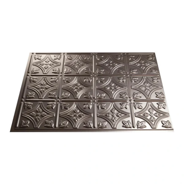 Fasade Traditional 1 – 18″ x 24″ Brushed Nickel Vinyl Backsplash Tile