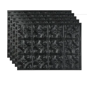 Fasade Traditional 1 18″ x 24″ Brushed Onyx Vinyl Backsplash Tile – 5 Pack