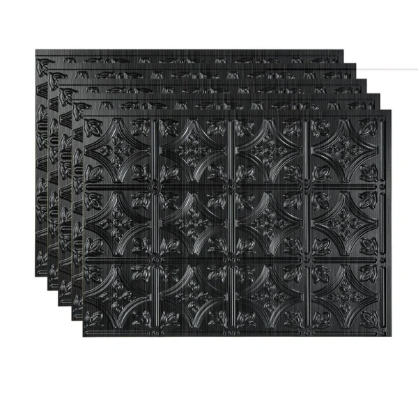 Fasade Traditional 1 18″ x 24″ Brushed Onyx Vinyl Backsplash Tile – 5 Pack