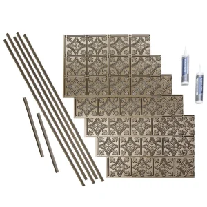 Fasade Traditional 1 Argent Bronze Backsplash Kit – 15 Sq. Ft.