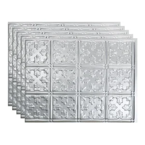 Fasade Traditional 10 18″ x 24″ Brushed Aluminum Vinyl Backsplash Tile – 5 Pack