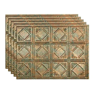 Fasade Traditional 4 18″ x 24″ Copper Fantasy Vinyl Backsplash Tile – 5 Pack