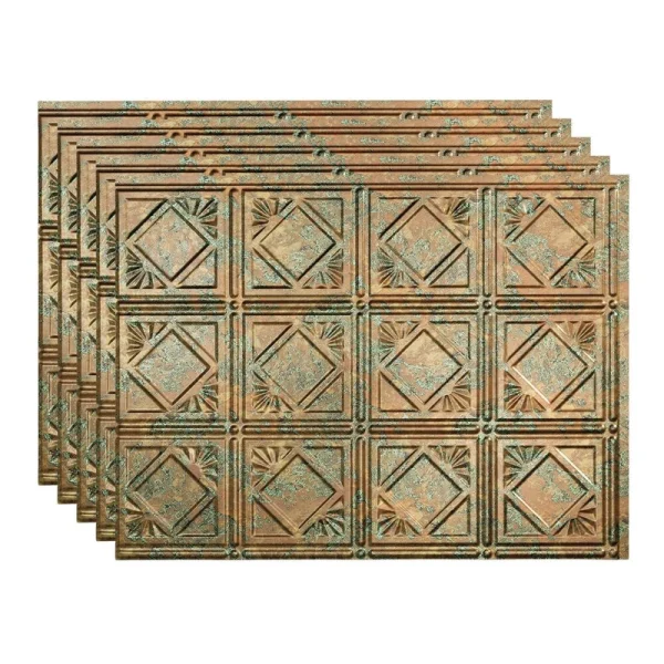 Fasade Traditional 4 18″ x 24″ Copper Fantasy Vinyl Backsplash Tile – 5 Pack