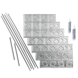 Fasade Traditional 4 Brushed Aluminum Backsplash Kit – 15 Sq. Ft.