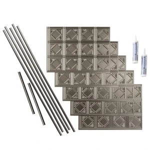 Fasade Traditional 4 Brushed Nickel Backsplash Kit – 15 Sq. Ft.