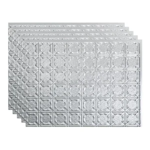 Fasade Traditional 6 18″ x 24″ Brushed Aluminum Vinyl Backsplash Tile – 5 Pack