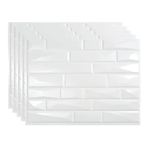 Fasade Vista 18″ x 24″ Gloss White Vinyl Backsplash Tile – 5 Pack