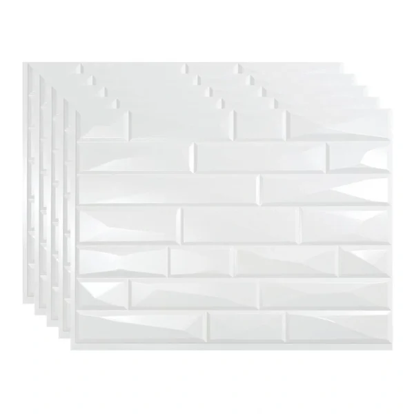 Fasade Vista 18″ x 24″ Gloss White Vinyl Backsplash Tile – 5 Pack