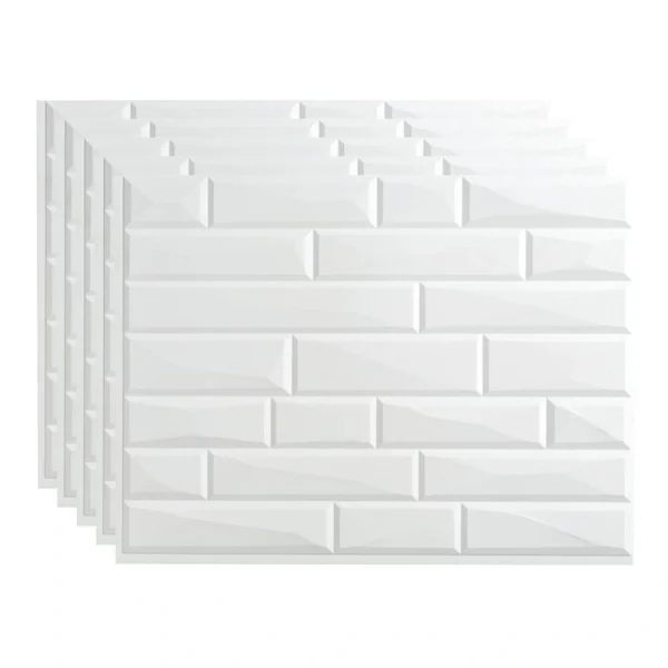 Fasade Vista 18″ x 24″ Matte White Vinyl Backsplash Tile – 5 Pack