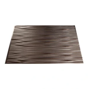 Fasade Waves 18″ x 24″ Brushed Nickel Vinyl Backsplash Tile