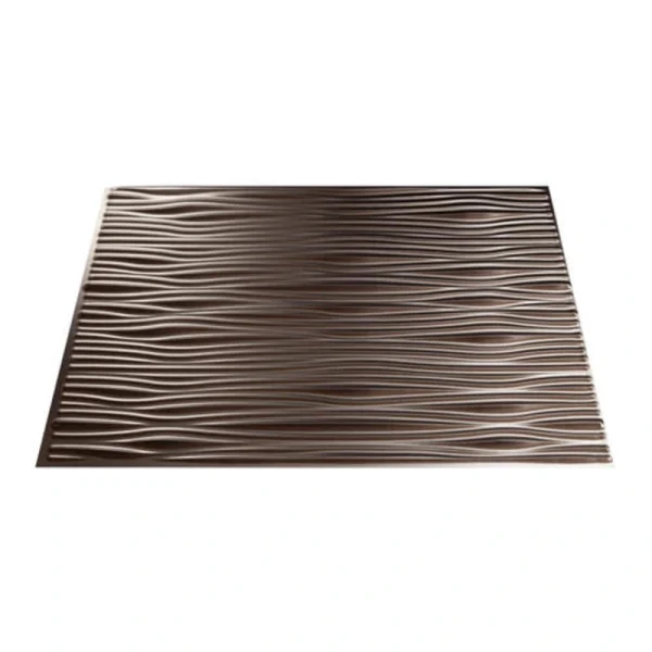 Fasade Waves 18″ x 24″ Brushed Nickel Vinyl Backsplash Tile