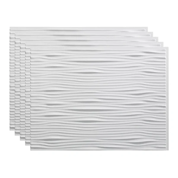 Fasade Waves 18″ x 24″ Matte White Vinyl Backsplash Tile – 5 Pack