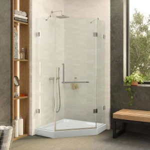 Fine Fixtures 40 in. W x 40 in. D x 74 in. H Neo Angle Pivot Frameless Corner Shower Enclosure in Polished Chrome Finish