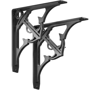 Folly 12 in. L Black Steel Heavy Duty Shelf Bracket (2-Pack) T726935607