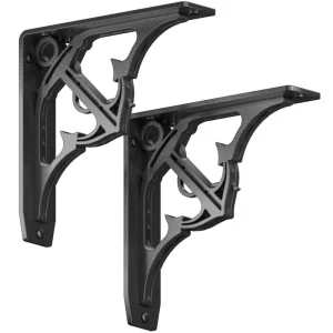 Folly 8 in. L Black Steel Heavy Duty Shelf Bracket (2-Pack) T726935632