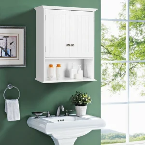 Forclover 23.5-in x 28-in x 7-in White Bathroom Wall Cabinet