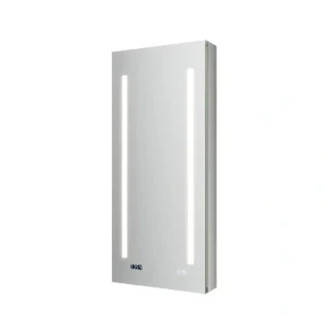 Fresca 15-in x 36-in Lighted LED Fog Free Surface/Recessed Mount LED Mirror Mirrored Soft Close Medicine Cabinet with Outlet T726923259