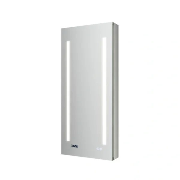 Fresca 15-in x 36-in Lighted LED Fog Free Surface/Recessed Mount LED Mirror Mirrored Soft Close Medicine Cabinet with Outlet T726923259
