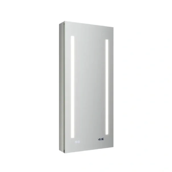 Fresca 15-in x 36-in Lighted LED Fog Free Surface/Recessed Mount LED Mirror Mirrored Soft Close Medicine Cabinet with Outlet T726923260